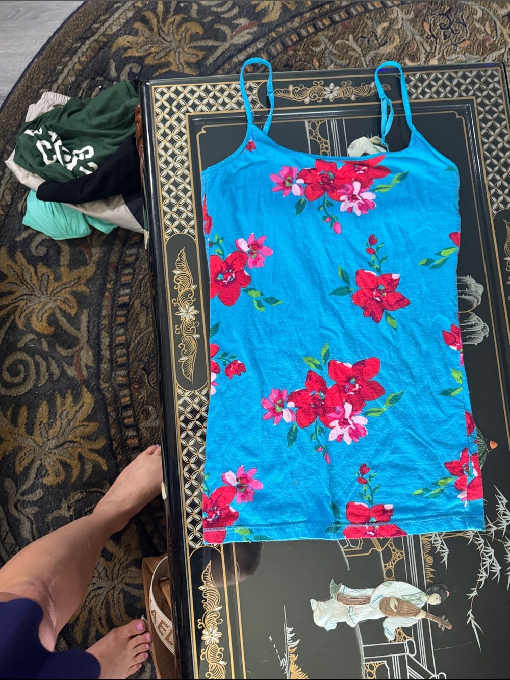 Aeropostale Turquoise Blue Floral Cami Tank Top